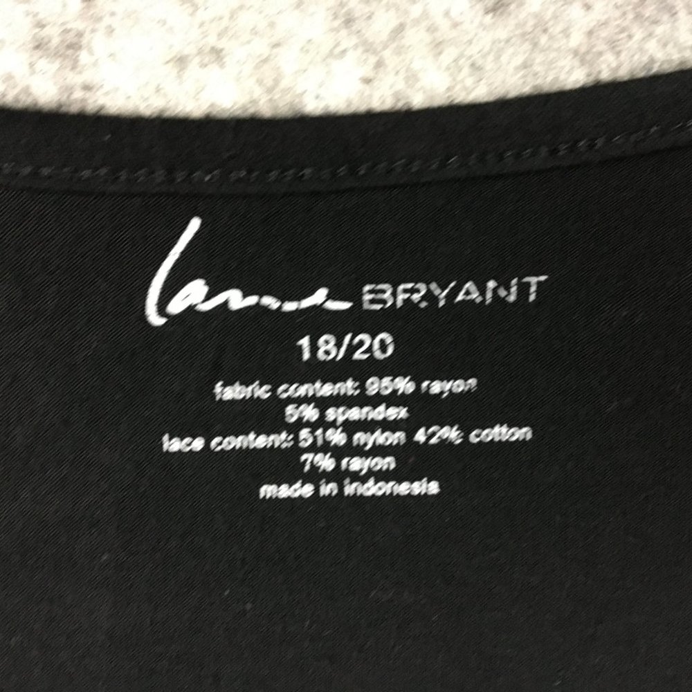 Lane Bryant Top 18 20 Long Sleeve Scoop Neck Lace Hem Asymmetric Career Casual - Picture 5 of 13